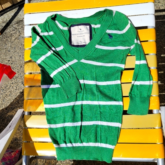 American Eagle Outfitters Tops - American Eagle green striped sweater, L